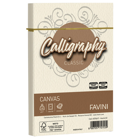Carta canvas Favini Calligraphy buste per carta da lettere da stampare 100 g/m² 12×18 25 buste cm avorio – A57Q417