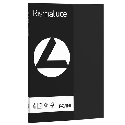 Carta colorata Favini Rismaluce colori forti 200 g/m² A4 – risma da 50 ff nero – A69A544