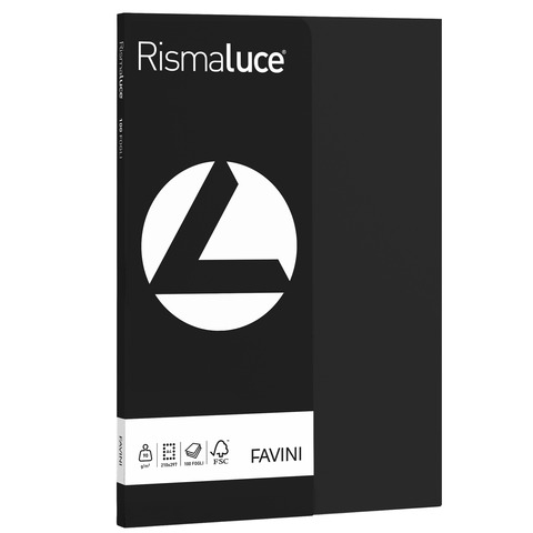 Carta colorata Favini Rismaluce colori forti 90 g/m² A4 – risma da 100 ff nero – A69A144