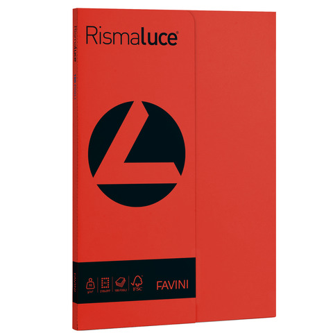 Carta colorata Favini Rismaluce colori forti 90 g/m² A4 – risma da 100 ff scarlatto – A69C144