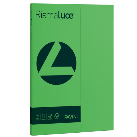 Carta colorata Favini Rismaluce colori forti 90 g/m² A4 – risma da 100 ff verde – A69D144
