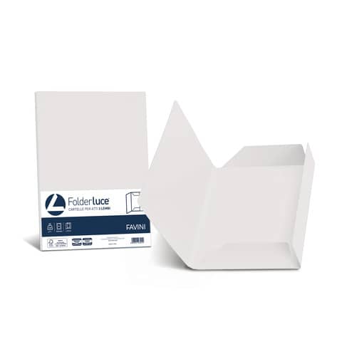 Cartellina 3 lembi Favini Folder Luce&Acqua 200 g/m² 24,5×34,5cm conf.25 bianco – A500434