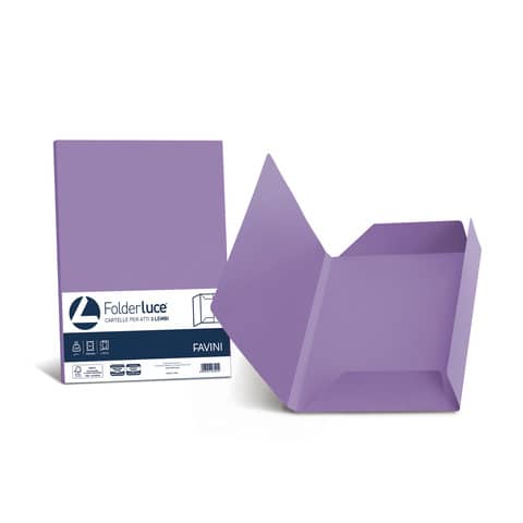 Cartellina 3 lembi Favini Folder Luce&Acqua 200 g/m² 24,5×34,5cm conf.25 violetto – A50J434