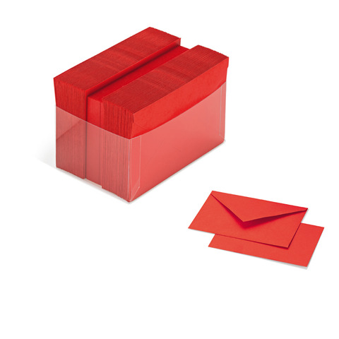 Biglietti augurali con busta Favini Burano 7,2×11 cm – conf. 100 pz – scarlatto – A57C141