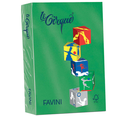 Carta colorata Favini Le Cirque A4 160 g/m² colori forti – risma da 250 fogli verde bandiera – A74D304