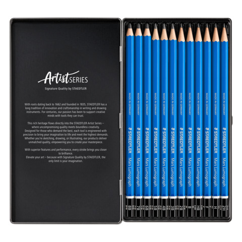 Matita Staedtler Mars® Lumograph® in astuccio in metallo 12 matite assortite – 100 G12 S