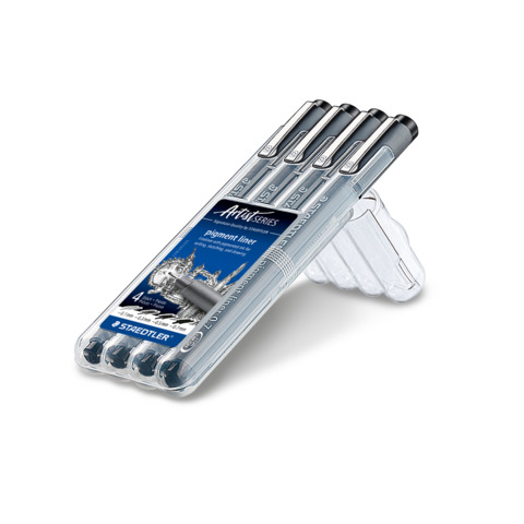 Fineliner Staedtler Pigment Liner 308 in set da 4 misure assortite 0,1 – 0,3 – 0,5 – 0,7 mm – WP4