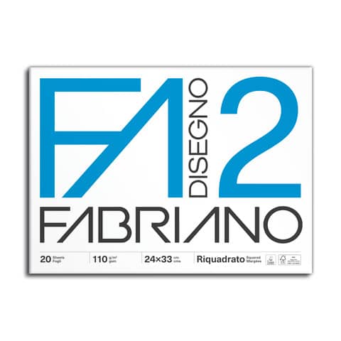 Album da disegno Fabriano F2 punto metallico 110 g/m² 24×33 cm 10 fogli lisci riquadrati – 04204205