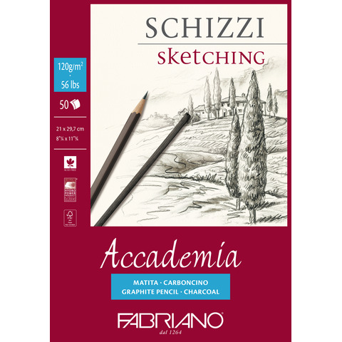 Blocco collato Fabriano Accademia grana naturale 120 g A4 – 50 fogli – 41122129