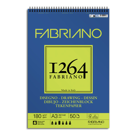Blocco da disegno spiralato 1264 180 g – 50 fogli A3 – 19100647