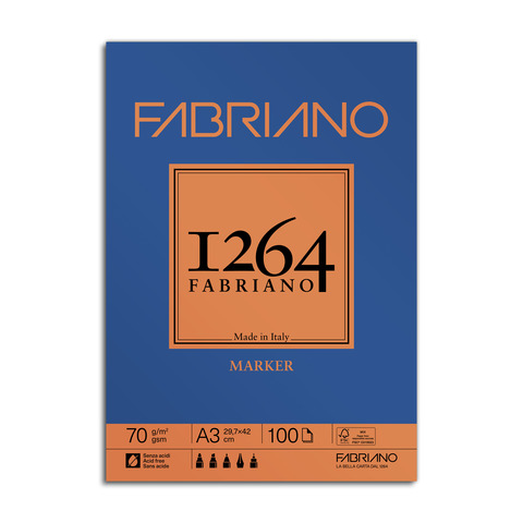 Blocco di carta collato Fabriano 1264 Marker 70 g A3 – 19100641