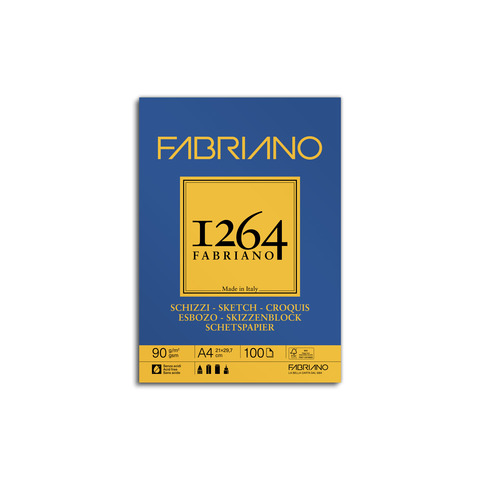 Blocco collato Fabriano 1264 schizzi 90 g A4 – 100 fogli – 19100632