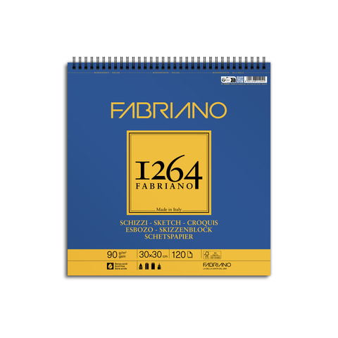 blocco spiralato Fabriano 1264 schizzi 90 g 30×30 cm – 120 fogli – 19100638