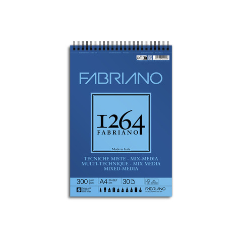 Blocco spiralato tecniche miste Fabriano 1264 – 300 g A4 – 30 fogli – 19100643