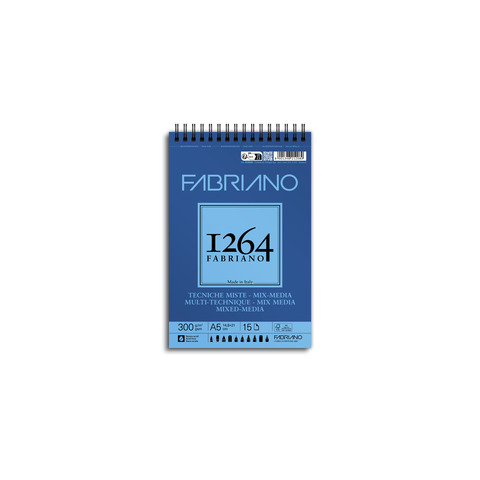 Blocco spiralato tecniche miste Fabriano 1264 – 300 g A5 – 15 fogli 19100642