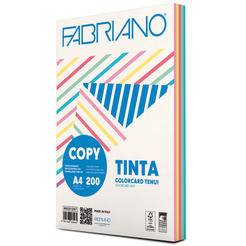 Carta colorata Copy Tinta 200 g Fabriano A4 – colori tenui – 19100819