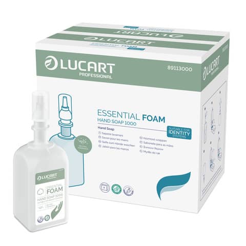 Ricarica sapone in schiuma Lucart Professional 6x1L Essential Foam per dispenser Identity Soap – 89113000