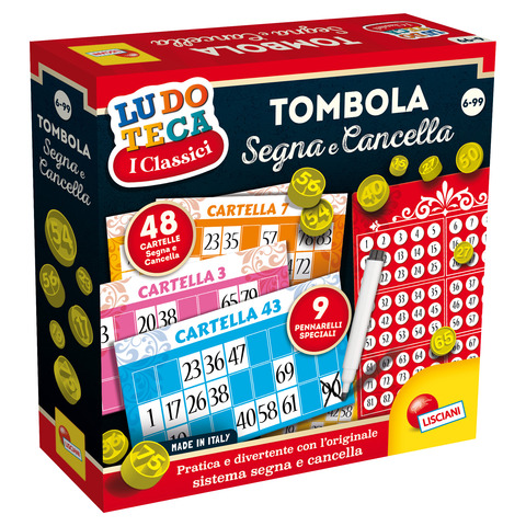 Gioco in scatola Lisciani Ludoteca Tombola Segna e Cancella 48 cartelle – 56996