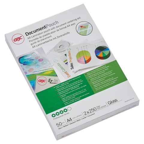 Pouches per plastificatrici a caldo GBC 2×250 µm finitura lucida formato A4 conf. da 50 – 3740449