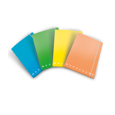 Cartella a 3 lembi con elastico Pigna Monocromo – A4 26×35,5×1,2 cm dorso 1,2 colori assortiti Fluo – 0227903