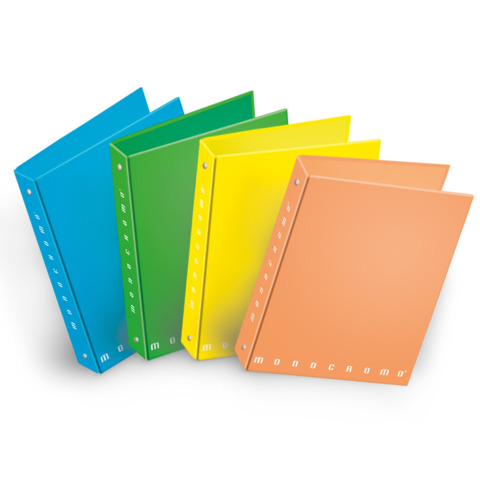 Raccoglitore ad anelli Pigna Monocromo – A4 27×32 cm 4 anelli Ø 30 mm colori assortiti fluo – 0227901