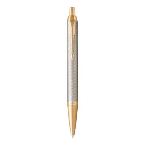 Penna a sfera Parker IM punta M inchiostro blu Premium Warm Silver GT – 1931687