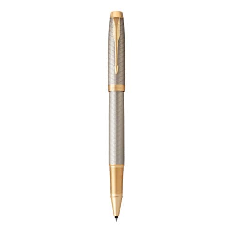 Penna roller Parker IM punta F inchiostro nero Premium Warm Silver GT – 1931686