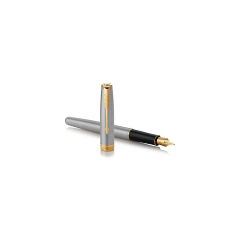 Penna roller Parker Sonnet punta F inchiostro nero Parker Stainless Steel GT – 1931506