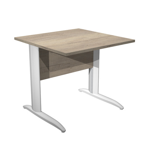 Scrivania piano rovere canadese gamba a L in metallo bianco Presto 80x80xH.72 cm 001K2/J/AN