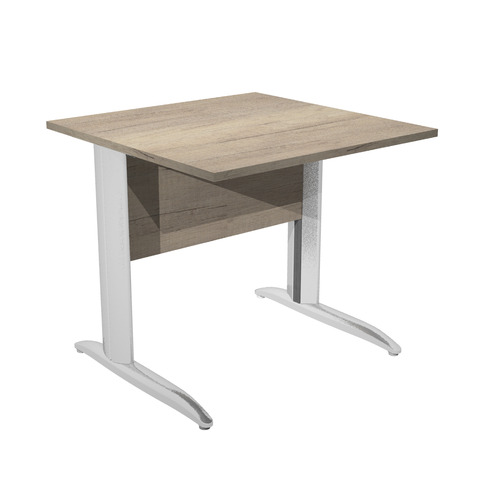 Scrivania piano rovere canadese gamba a L in metallo effetto cromo Presto 80x80xH.72 cm – 001K2/J/AR