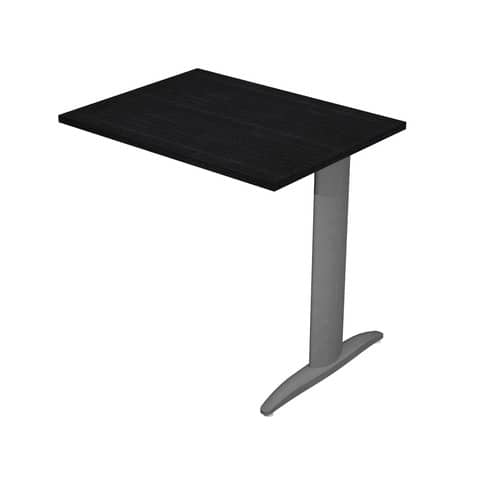 Allungo diretto con fianco metal a T 80x60xH.72 cm nero venato frassino Presto gamba antracite opaco 7016 –