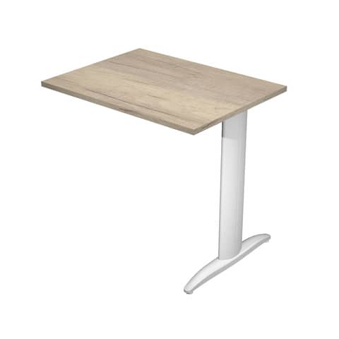 Allungo diretto con fianco metal a T 80x60xH.72 cm rovere canadese Presto gamba grigio alluminio 9006 –