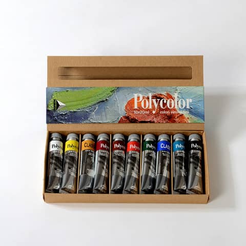 Colori vinilici fini Maimeri Polycolor in tubetto 20 ml – conf. da 10 colori assortiti – M1298100