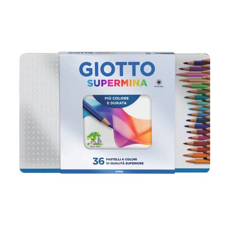 Matite colorate Giotto Supermina in scatola di metallo conf. 36 colori assortiti – F236900