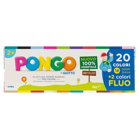 Panetti di plastilina vegetale modellabile 50 g Pongo conf. da 20 colori assortiti  F601000