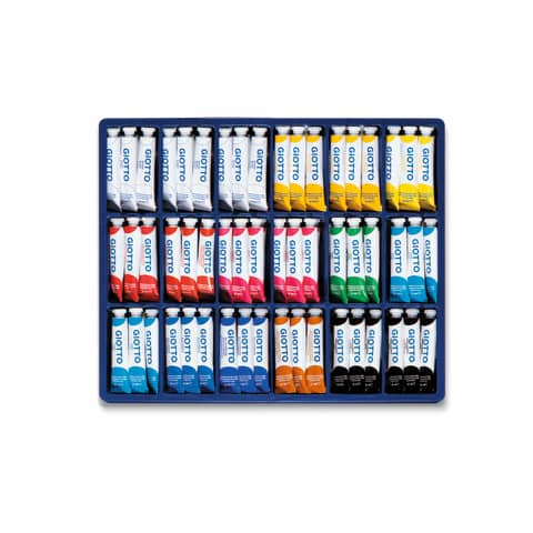 Tempera Giotto Extra ultrafine in tubetto 21 ml – in vetrinetta da 108 colori assortiti – F35550000
