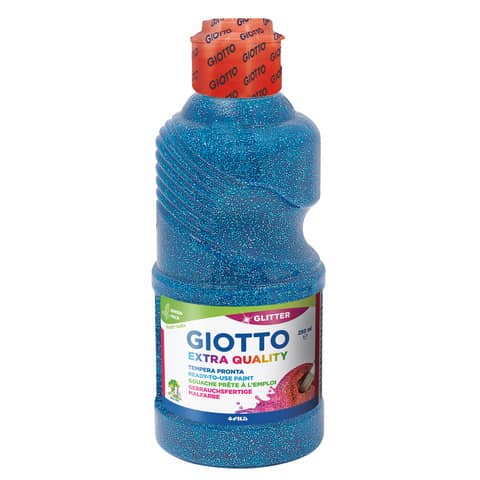 Tempera pronta Giotto glitter in flacone 250 ml ciano glitterato – F53120400