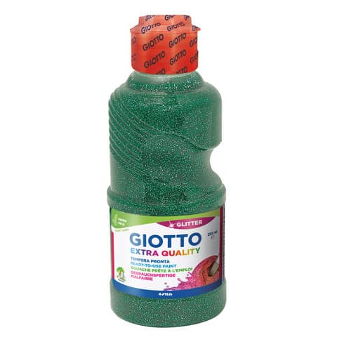 Tempera pronta Giotto glitter in flacone 250 ml verde glitterato – F53120500