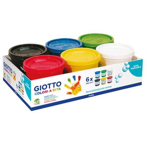 Colori a dita Giotto assortiti 6 vasetti da 200 ml – F535000