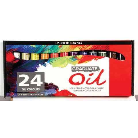 Colori a olio Daler Rowney Graduate Oil in tubetto 22 ml – 24 colori assortiti – D117522024