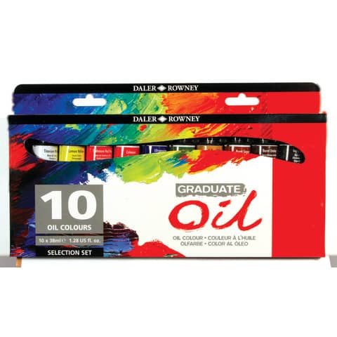 Colori a olio Daler Rowney Graduate Oil in tubetto 38 ml – 10 colori assortiti – D117900100