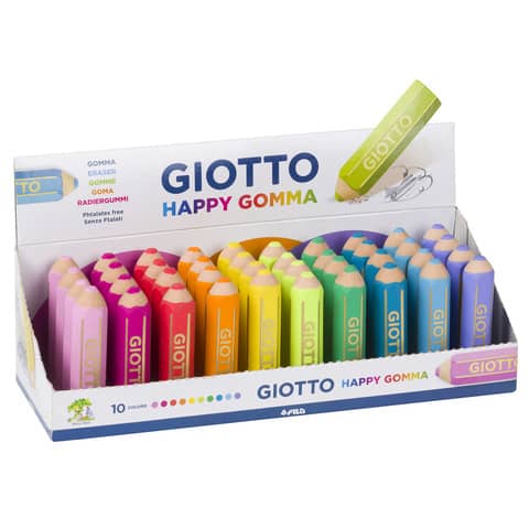 Espositore 40 gomme Giotto Happy Gomma colori assortiti arcobaleno – F233800