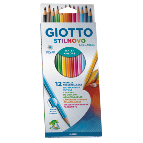 Matite acquerellabili Giotto Stilnovo in conf. da 12 colori assortiti – water colors – F255700