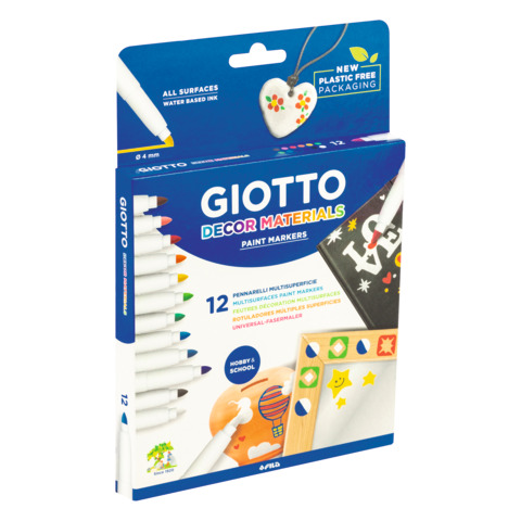 Pennarelli Giotto Decor Materials in conf. da 12 colori assortiti F45340000