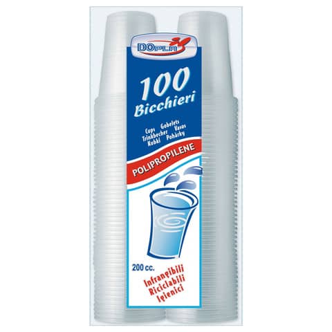 Bicchieri in PP trasparente Dopla Professional 200 ml – conf. 100 pz – 2359