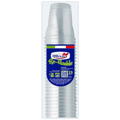 Bicchieri in PS Diamant trasparente Dopla Reusable 600 ml – conf. 25 pz – 22674