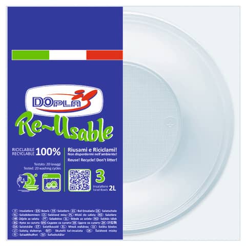 Insalatiera in PS Dopla Reusable 2 L trasparente – conf. 3 pz – 34034