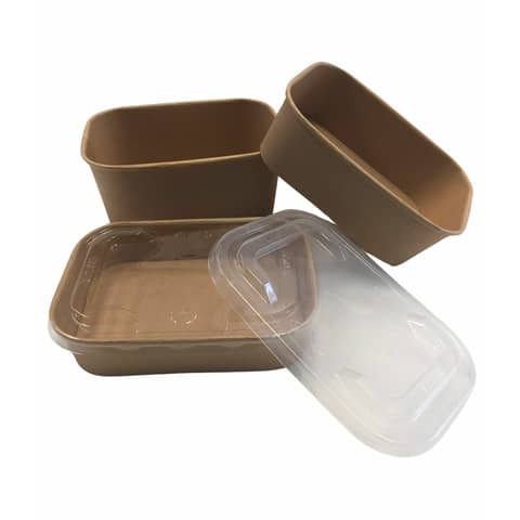 Insalatiera rettangolare in carta kraft e PE Dopla Professional 750 ml – conf. 50 pz – 6045