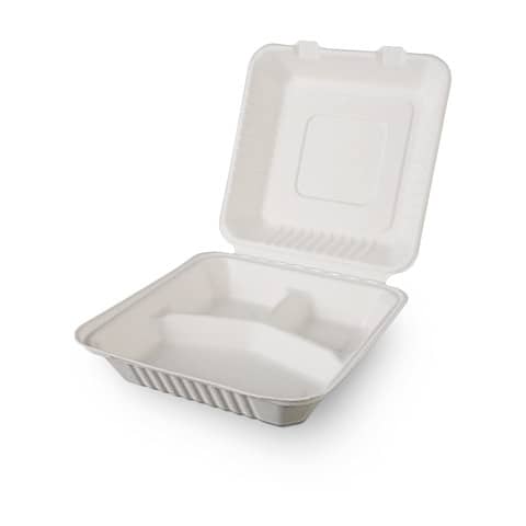 Menù Box in polpa di cellulosa Dopla Professional – 3 scomparti bianco – conf. 50 pz – 20218