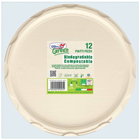 Piatti pizza biodegradabili e compostabili Dopla Green avorio Ø 320 mm – conf. 12 pz – 11798